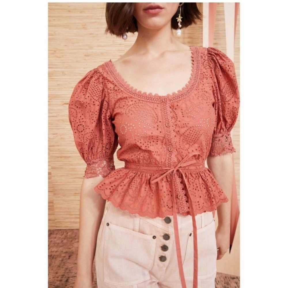 Ulla Johnson Puff Sleeve Eyelet Blouse